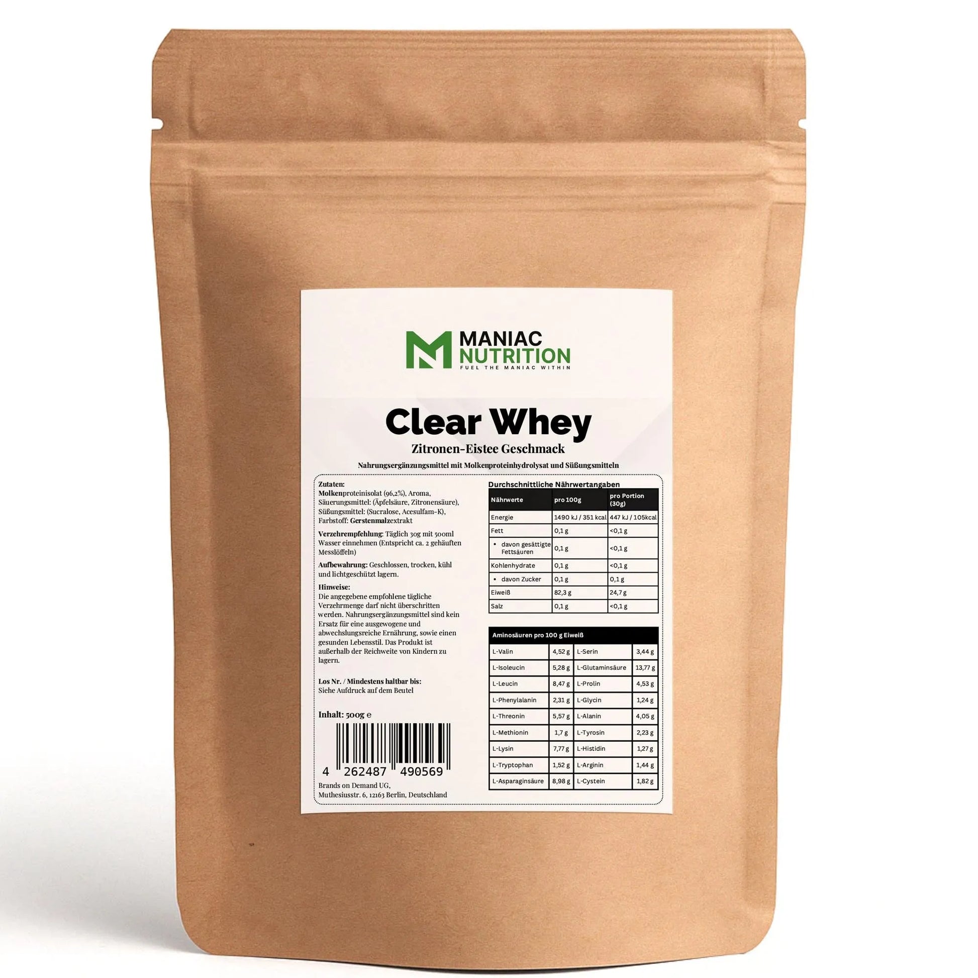 Clear Whey Protein Eistee Zitrone 500g-Clear Protein-Maniac Nutrition-Maniac-Sports