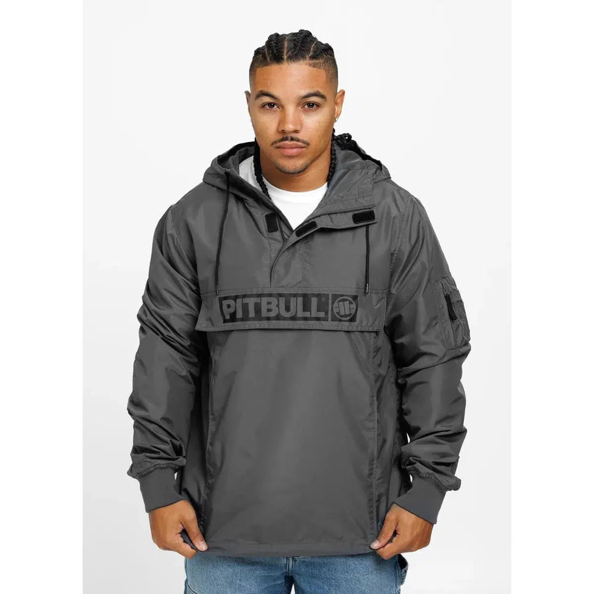 Herren übergangsjacke Känguru-Kapuzenjacke Loring-Jacken/ Zipper-PIT BULL WEST COAST-Grau-S-Maniac-Sports