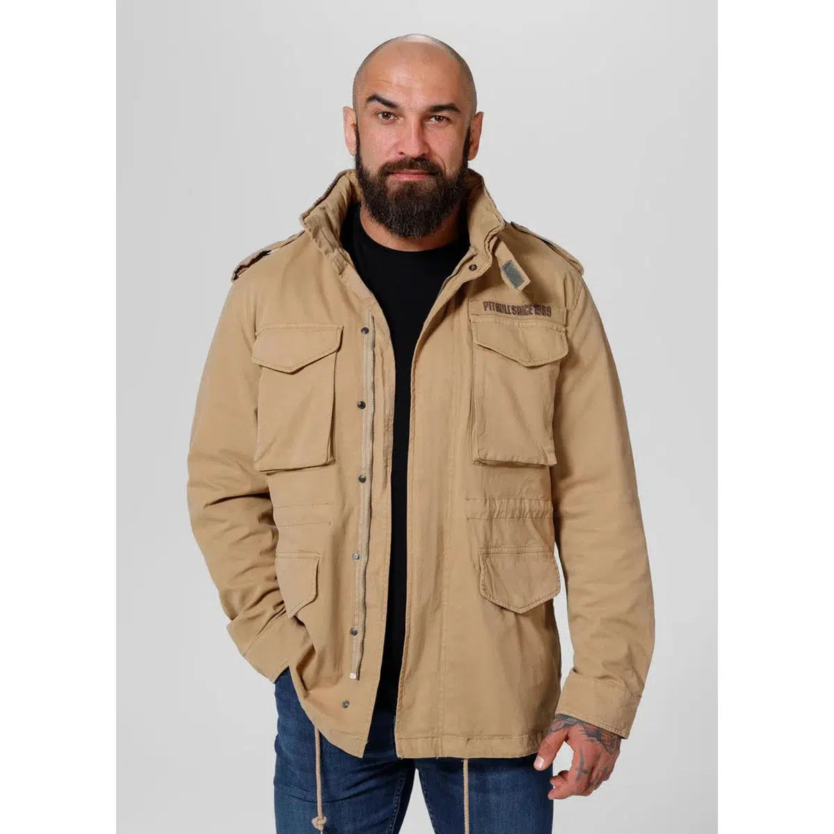 Herren übergangsjacke M65-Jacken/ Zipper-PIT BULL WEST COAST-Beige-S-Maniac-Sports