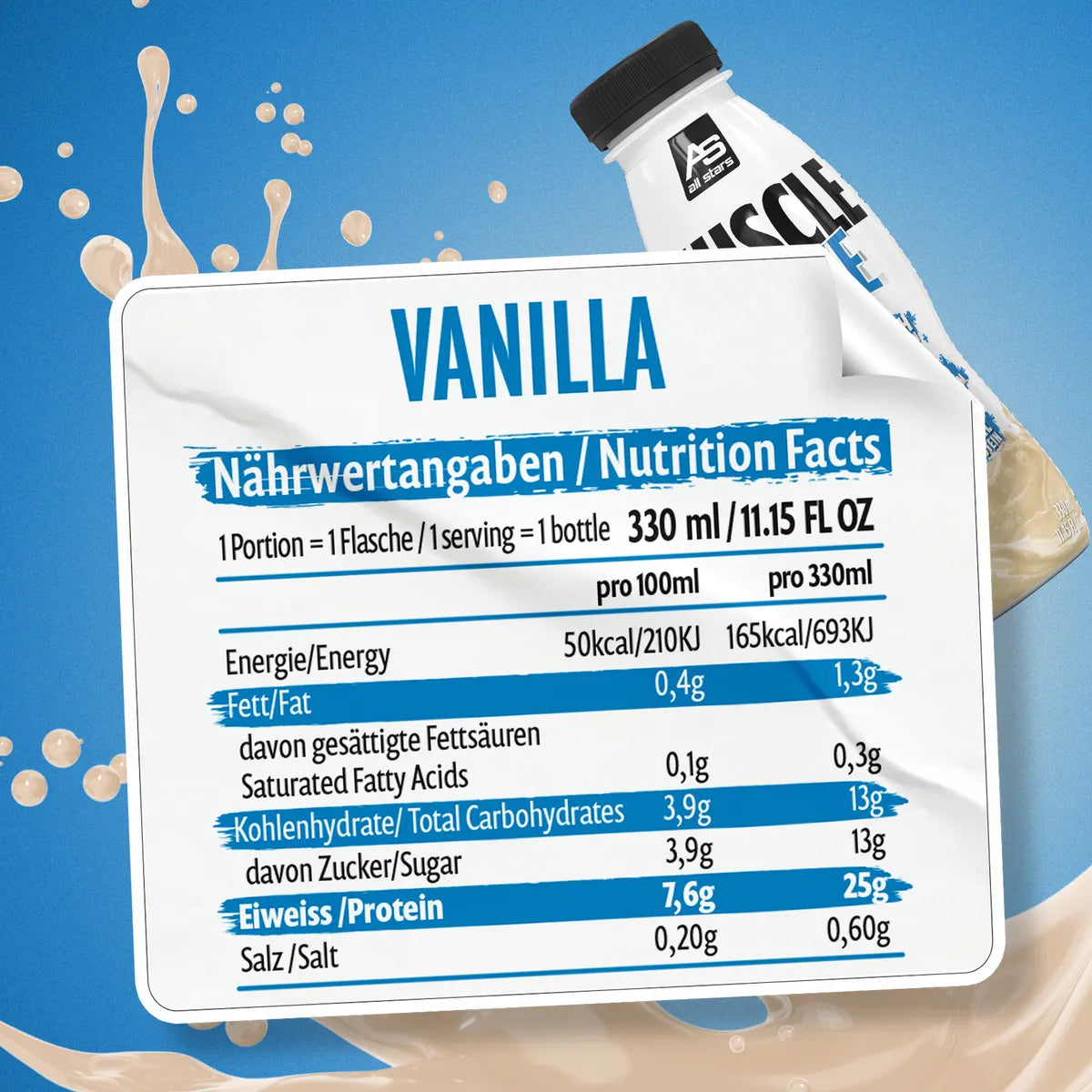 Muscle Shake 12x330ml-Protein Shake-All Stars-Erdbeer-Maniac-Sports