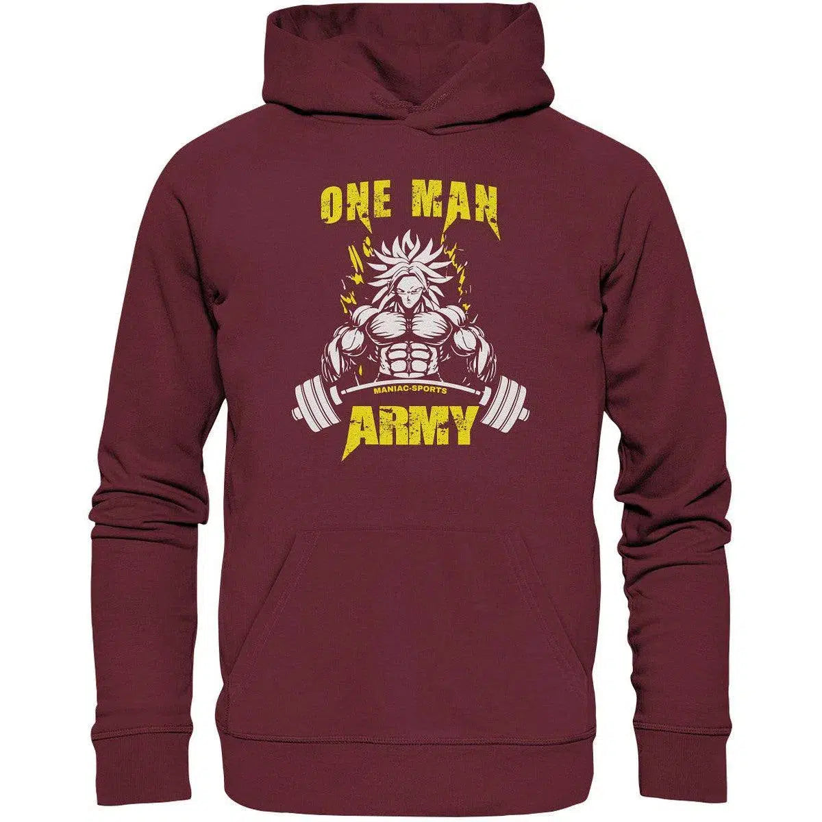 One Man Army Hoodie-Hoodies-maniac-sports-Burgundy-XS-Maniac-Sports