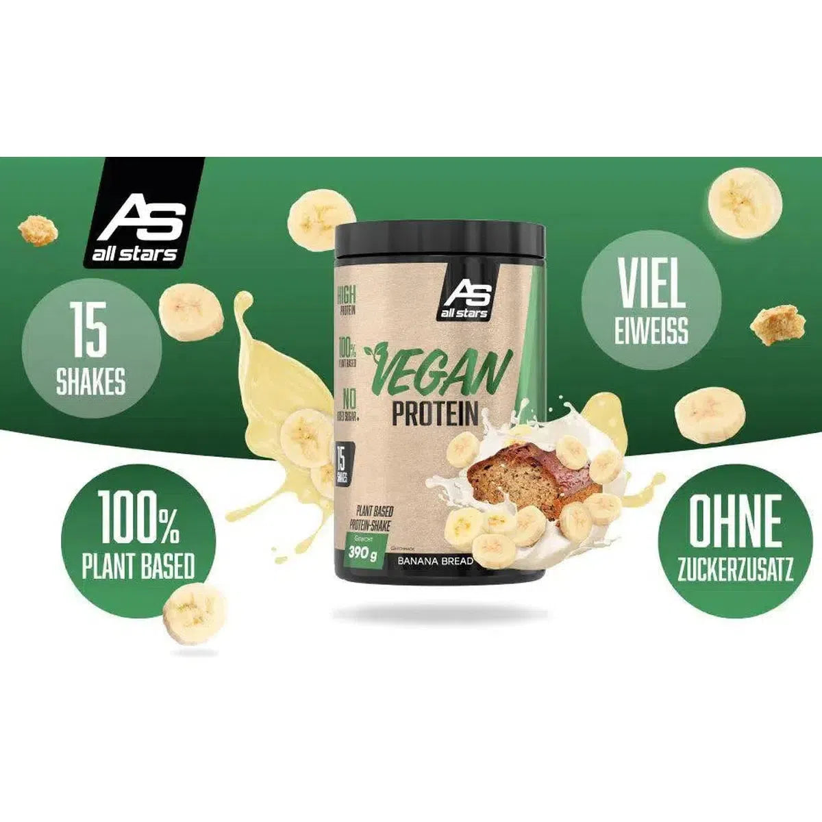 Vegan Protein 390g Dose-Veganes Protein-All Stars-Banana Bread-Maniac-Sports
