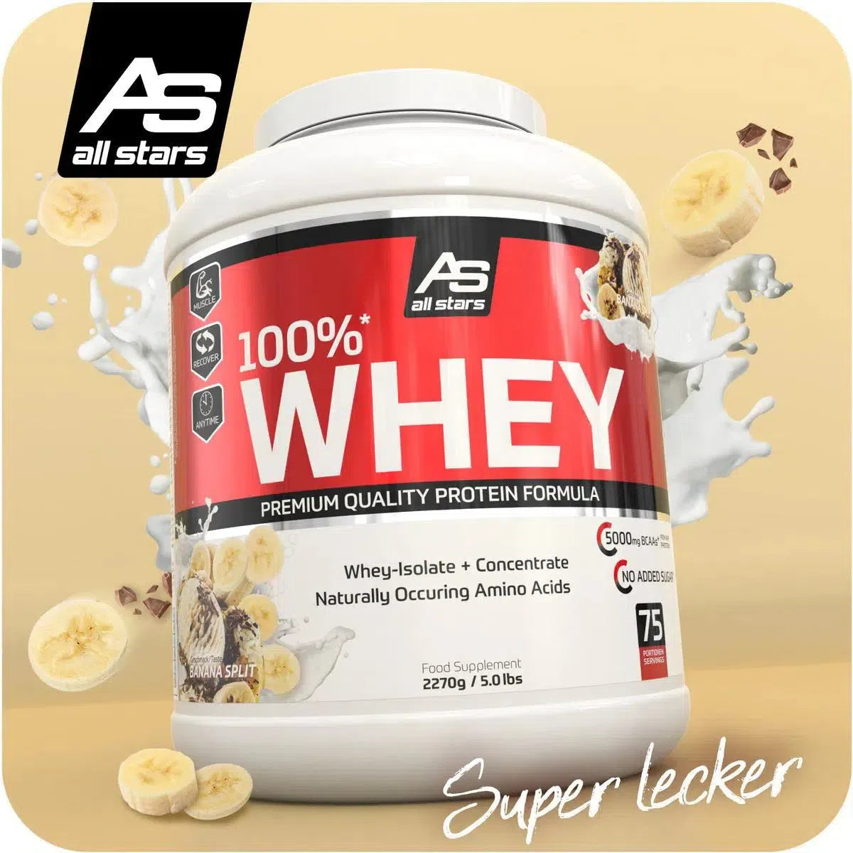 100% Whey Protein 2270g Dose-Whey Protein-All Stars-Banana Split-Maniac-Sports