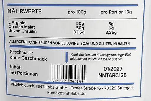 Arginin+ Citrullin Mix 500g-L-Arginin-NNT Labs-Maniac-Sports