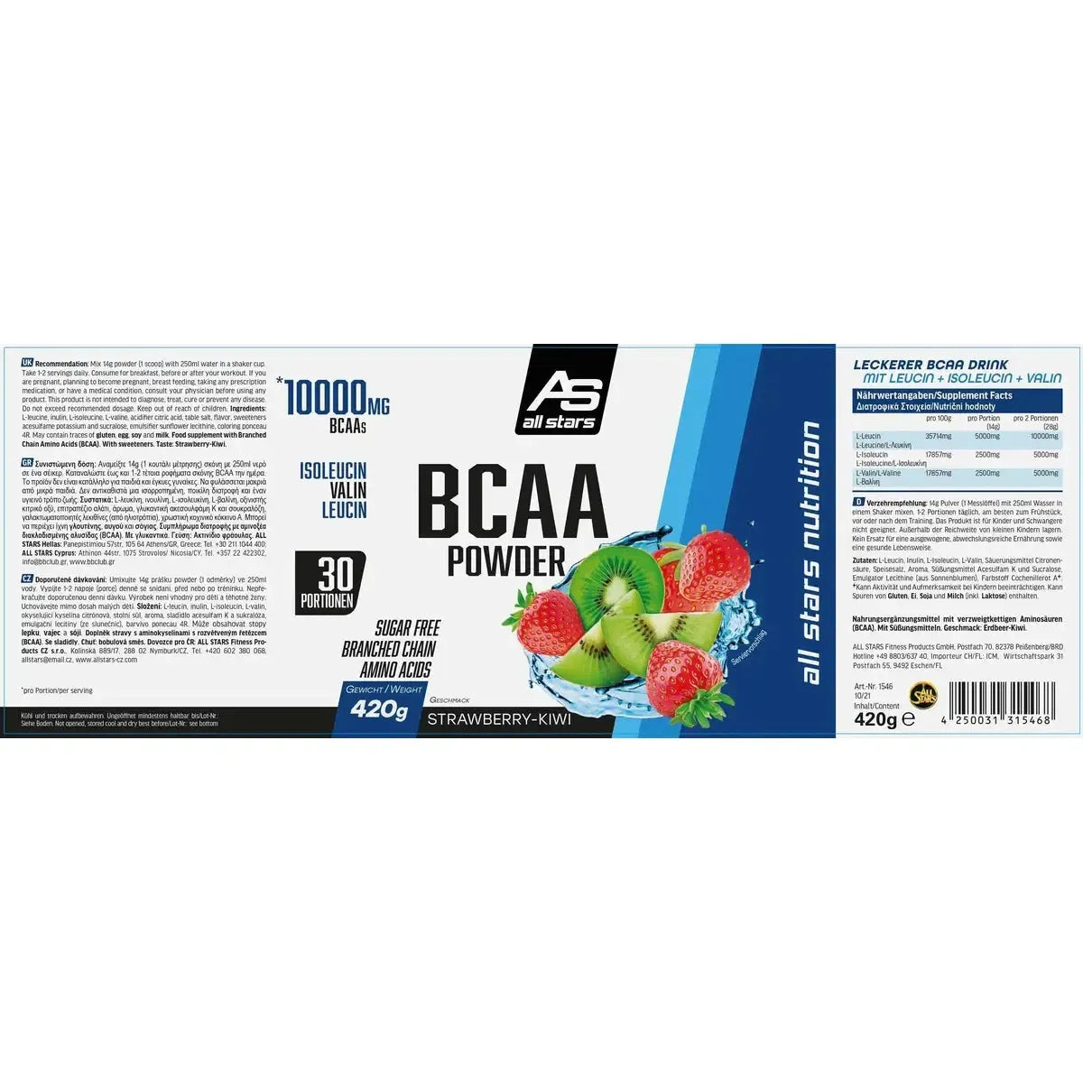BCAA Powder 420g Dose-BCAA-All Stars-Berry Blast-Maniac-Sports
