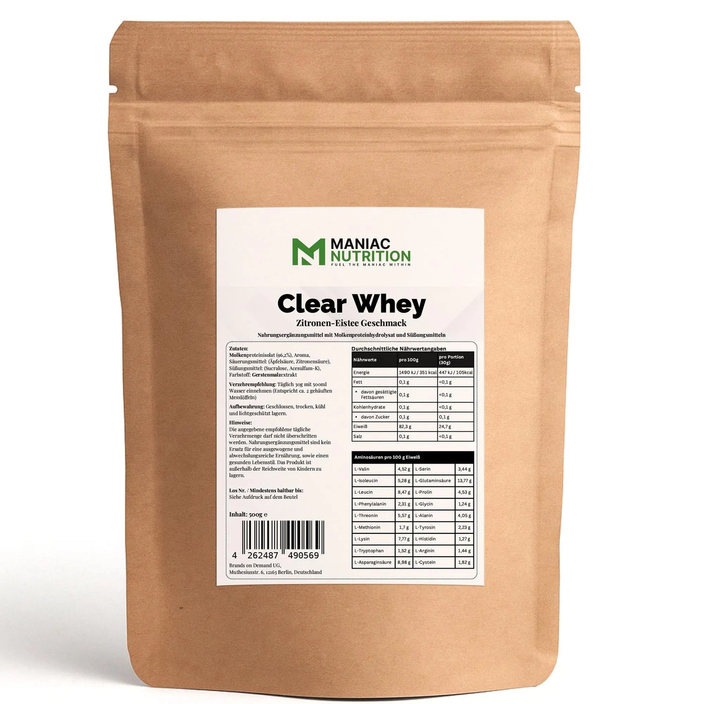 Clear Whey Protein Eistee Zitrone 500g-Clear Protein-Maniac Nutrition-Maniac-Sports