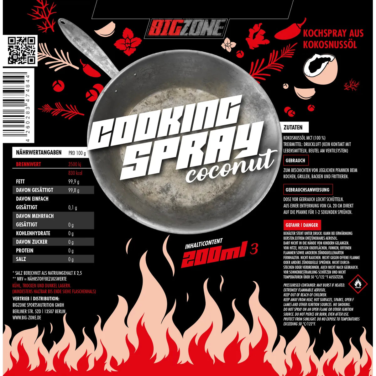 Coconut Cooking Spray 200ml-Low Carb Lebensmittel-Big Zone-Maniac-Sports