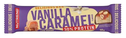 Delicious Bar 28x50g-Proteinriegel-NUTREND-Erdnussbutter + Kramell-Maniac-Sports