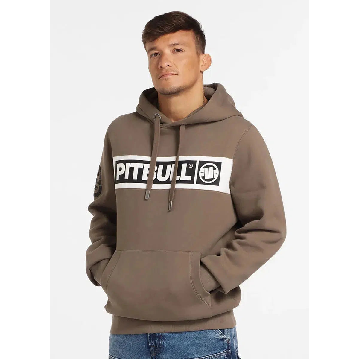 Herren Hoodie Sherwood-Hoodie-PIT BULL WEST COAST-Braun-S-Maniac-Sports