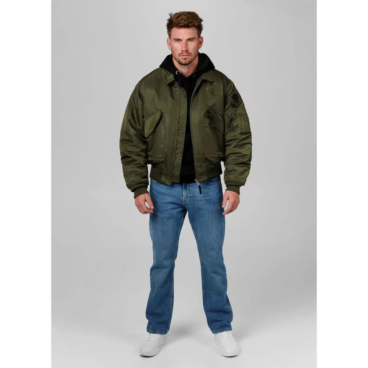 Herren übergangsjacke CWU-Jacken/ Zipper-PIT BULL WEST COAST-Olivgrün-S-Maniac-Sports