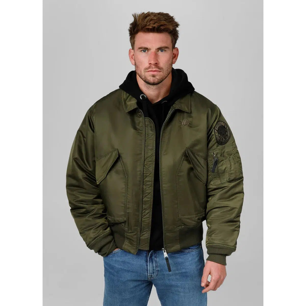 Herren übergangsjacke CWU-Jacken/ Zipper-PIT BULL WEST COAST-Olivgrün-S-Maniac-Sports