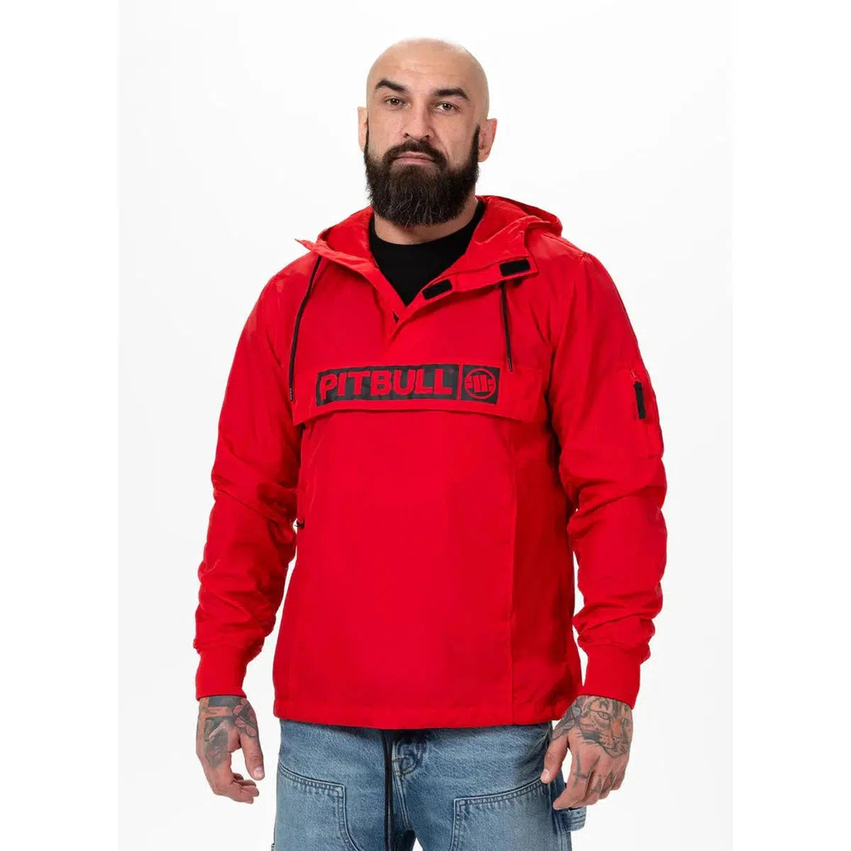 Herren übergangsjacke Känguru-Kapuzenjacke Loring-Jacken/ Zipper-PIT BULL WEST COAST-Rot-S-Maniac-Sports