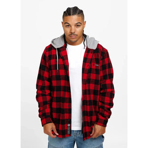 Kapuzen Flanellhemd Woodson-Jacken/ Zipper-PIT BULL WEST COAST-Rot-S-Maniac-Sports