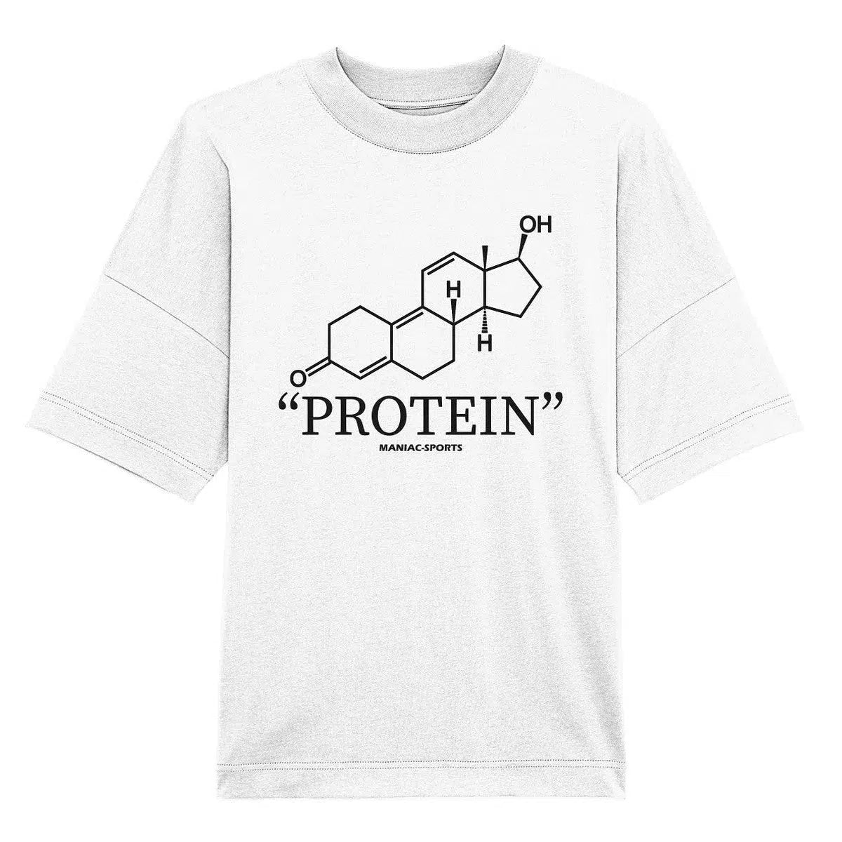"PROTEIN" Oversize Shirt-Unisex-Shirts-maniac-sports-White-XS-Maniac-Sports