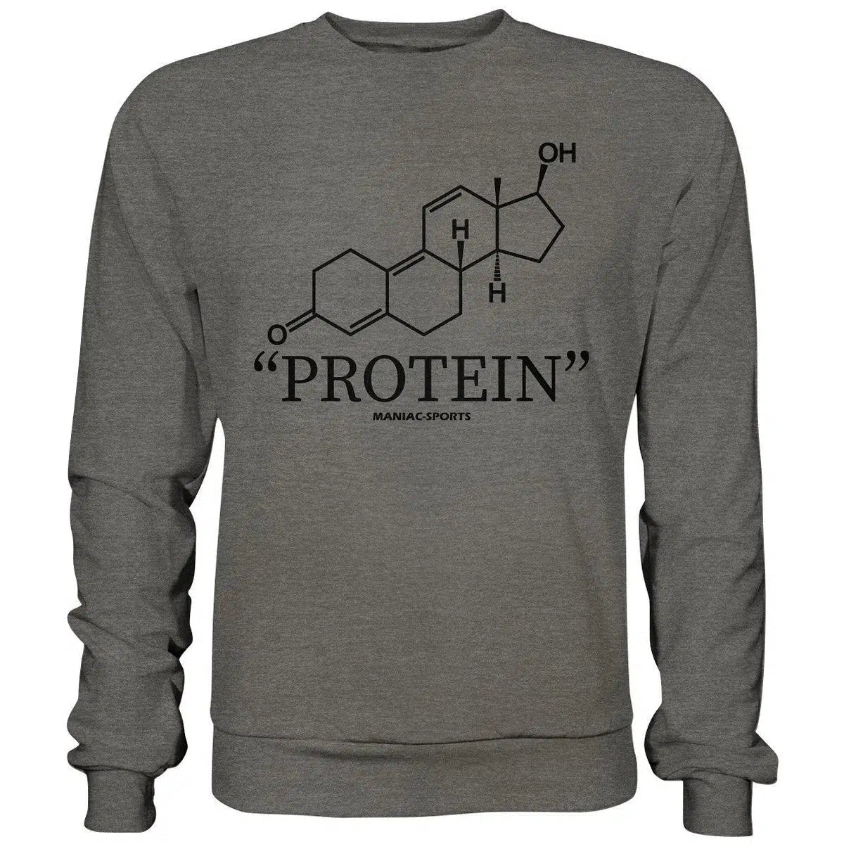 "PROTEIN" Sweatshirt-Sweatshirts-maniac-sports-Charcoal (Heather)-S-Maniac-Sports