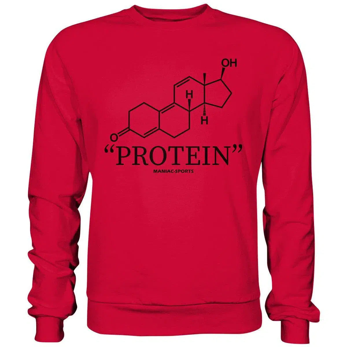 "PROTEIN" Sweatshirt-Sweatshirts-maniac-sports-Fire Red-S-Maniac-Sports
