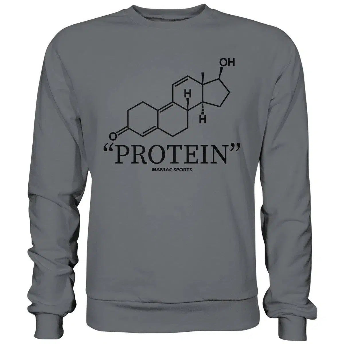 "PROTEIN" Sweatshirt-Sweatshirts-maniac-sports-Steel Grey (Solid)-S-Maniac-Sports