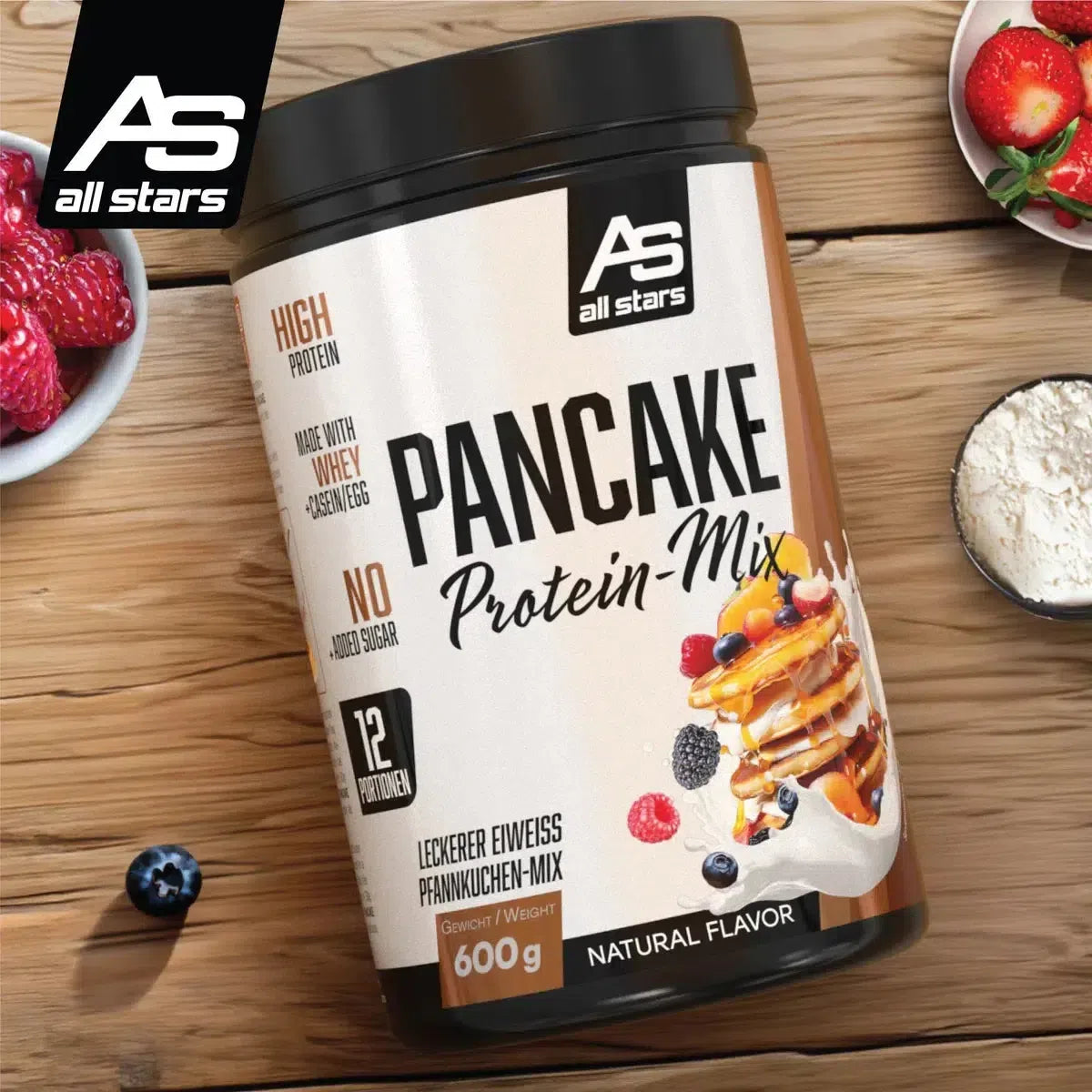 Pancake Protein-Mix 600g Dose-Low Carb Lebensmittel-All Stars-Maniac-Sports