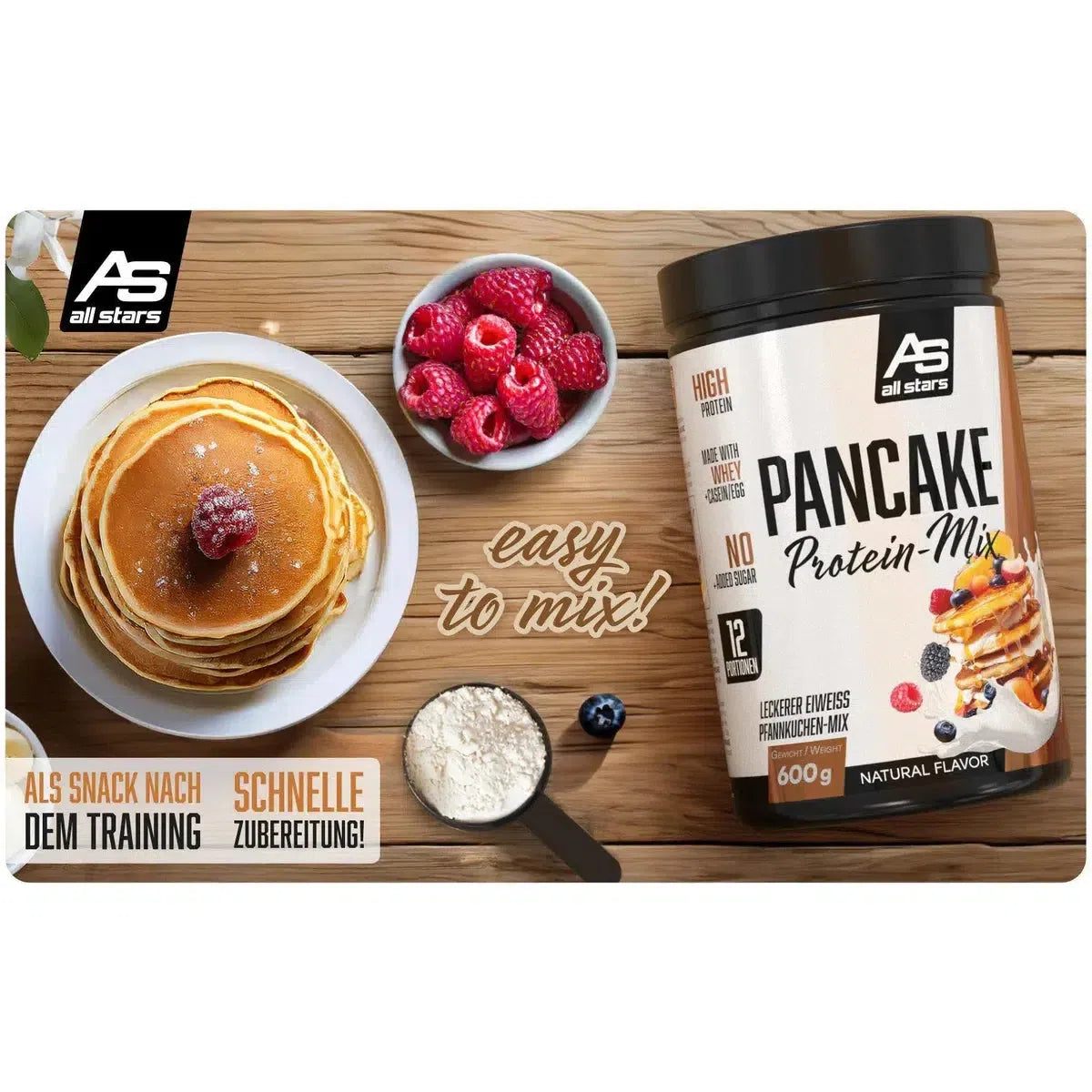Pancake Protein-Mix 600g Dose-Low Carb Lebensmittel-All Stars-Maniac-Sports