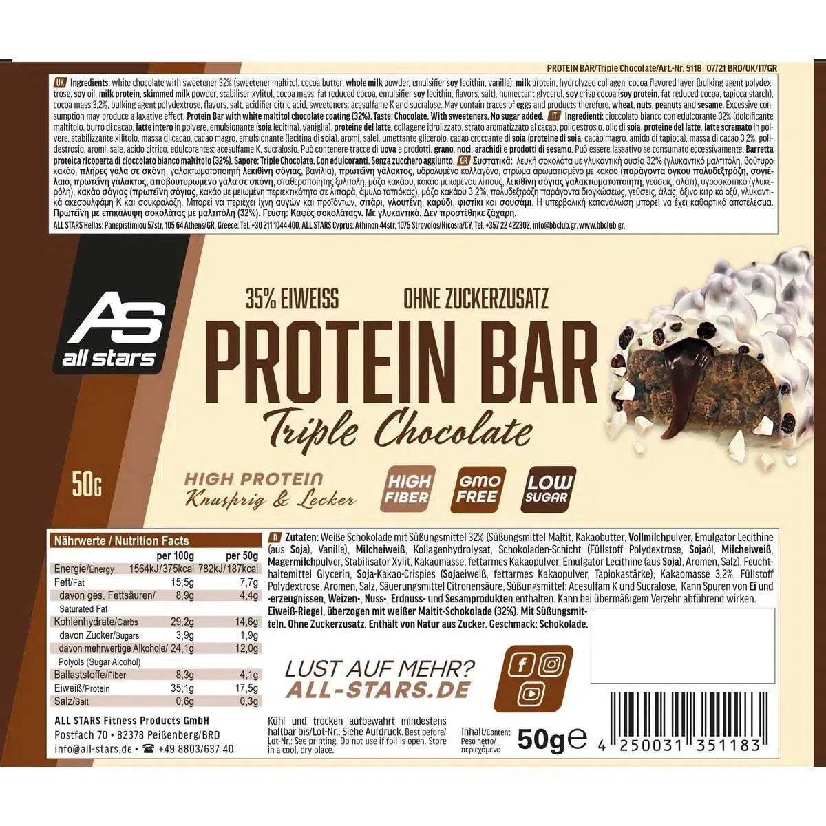 Protein Bar 18 Riegel-Proteinriegel-All Stars-Peanut-Caramel-Maniac-Sports