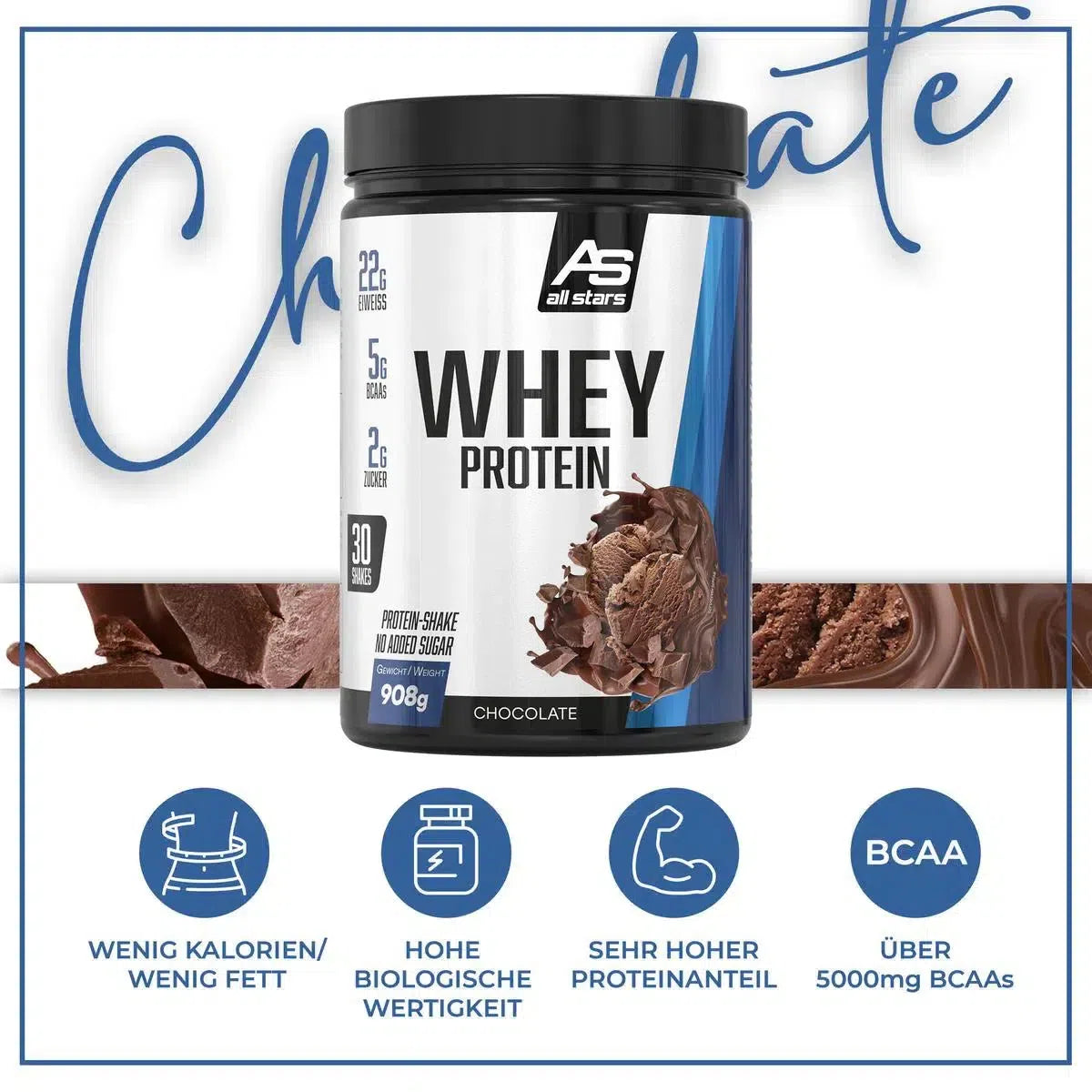 Whey Protein 908g Dose-Whey Protein-All Stars-Chocolate-Maniac-Sports