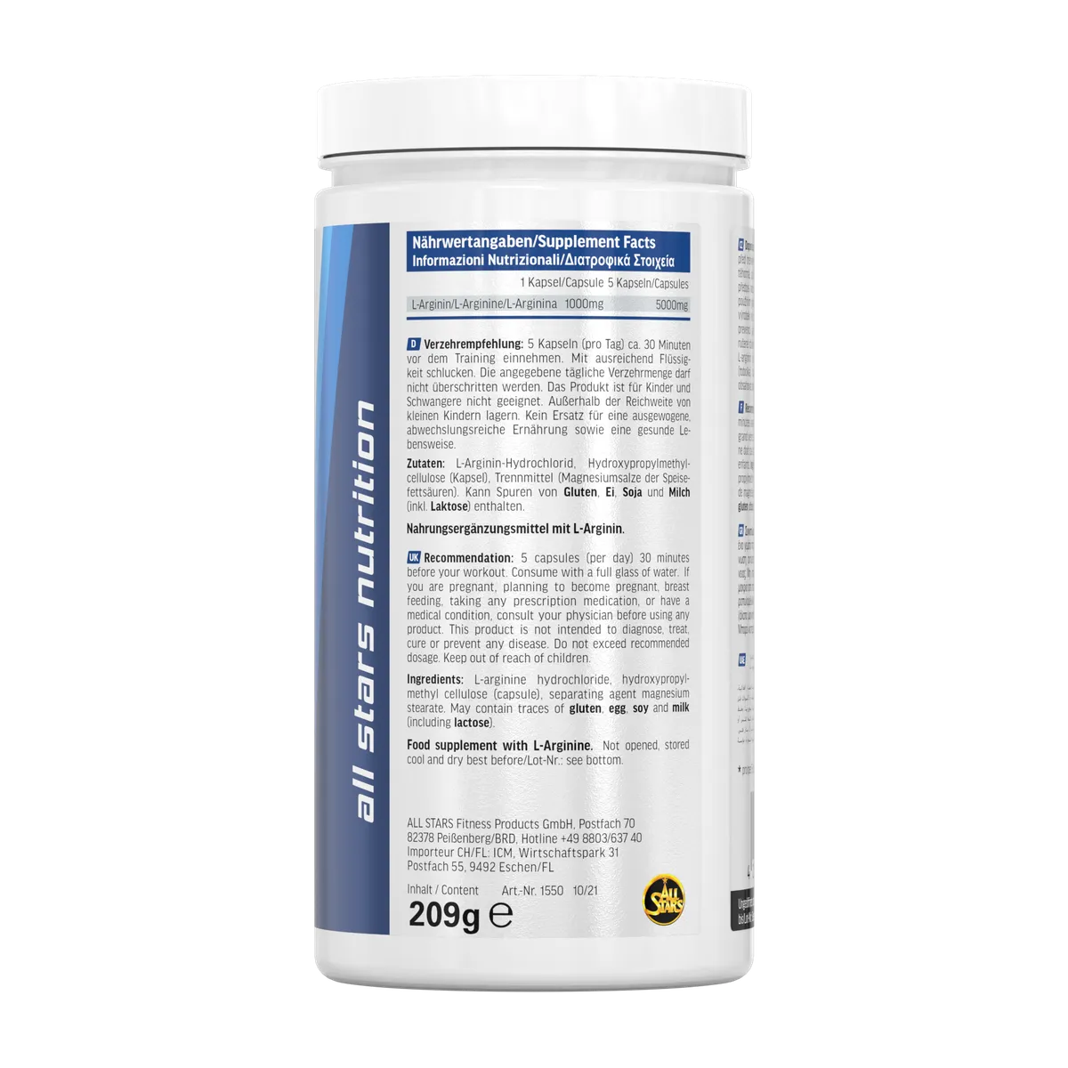 Arginin Mega Caps 150 Kapseln-L-Arginin-All Stars-Maniac-Sports