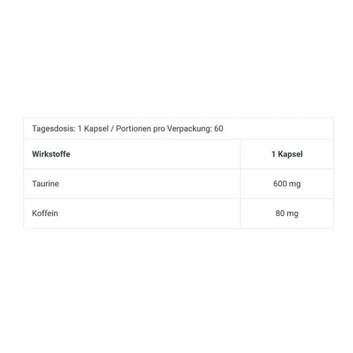 BioTech USA-Caffeine + Taurine 60 Kapseln-Koffeintabletten-Maniac-Sports