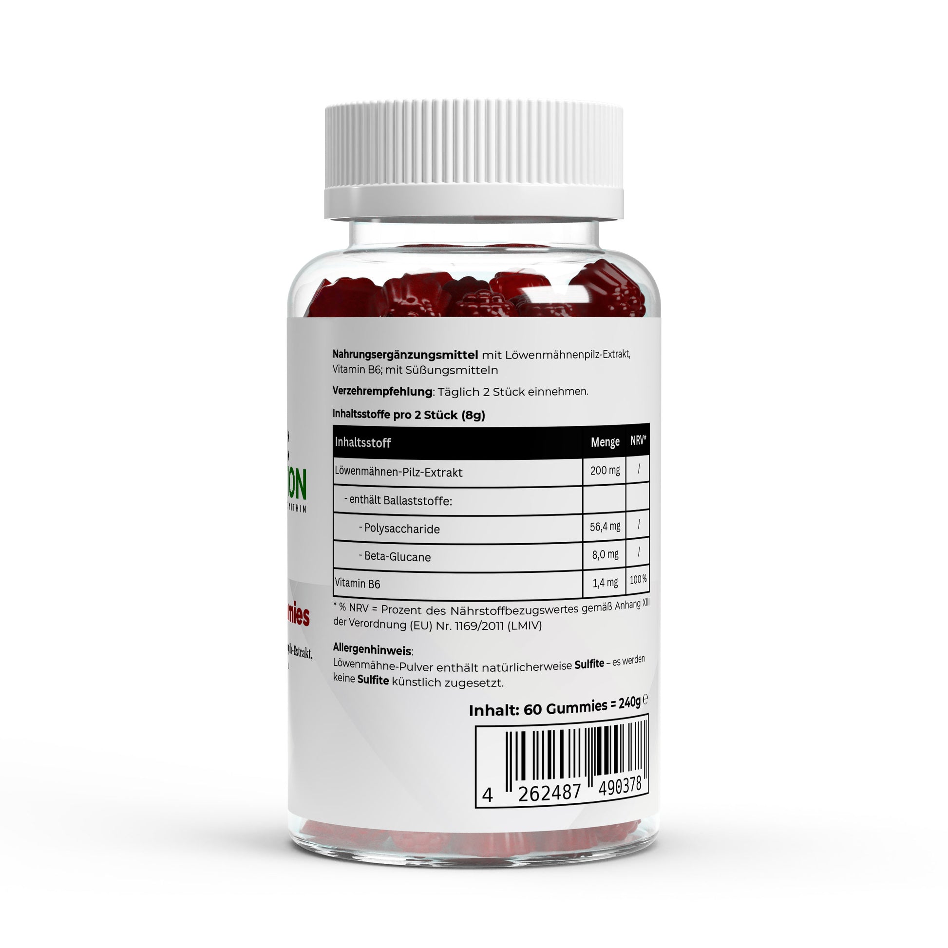 Löwenmähne + Vitamin B6 Gummies 60 Stk.-Mineralstoffe-Maniac-Sports.de