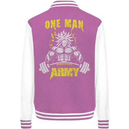 One Man Army College Jacket-Jacken/ Zipper-maniac-sports-Bubblegum/White-XS-Maniac-Sports