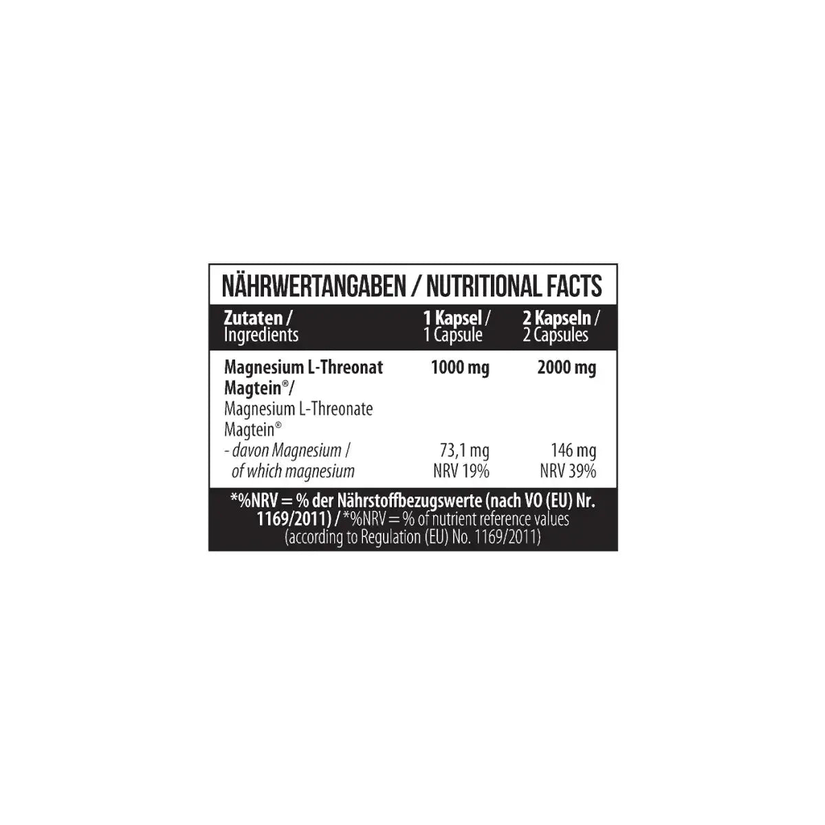 Magnesium L-Threonate 1000mg 60 Kapseln-Magnesium-Maniac-Sports.de