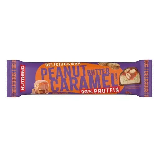 Delicious Bar 28x50g-Proteinriegel-NUTREND-Erdnussbutter + Kramell-Maniac-Sports