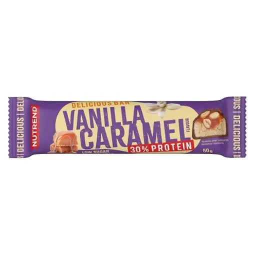 Delicious Bar 28x50g-Proteinriegel-NUTREND-Erdnussbutter + Kramell-Maniac-Sports